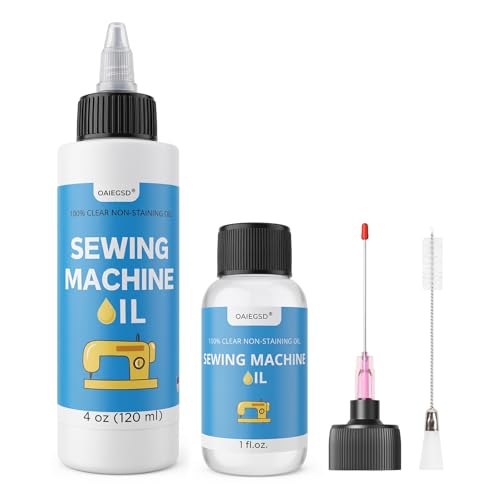 4oz & 1oz Fine Light Sewing Machine Oil and Cleaning Kit Includes Oil Applicator & Dual-Ended Brushe Home & Industrial Mineral Sewing Machine Oil and Lubricant for Textile Machinery by OAIEGSD