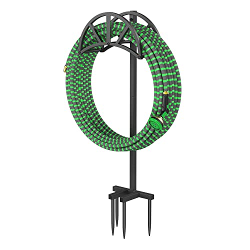 Mr IRONSTONE Garden Hose Holder,4 Spikes Water Holder Holds 125-feet Hose,Freestanding Stand Made of...