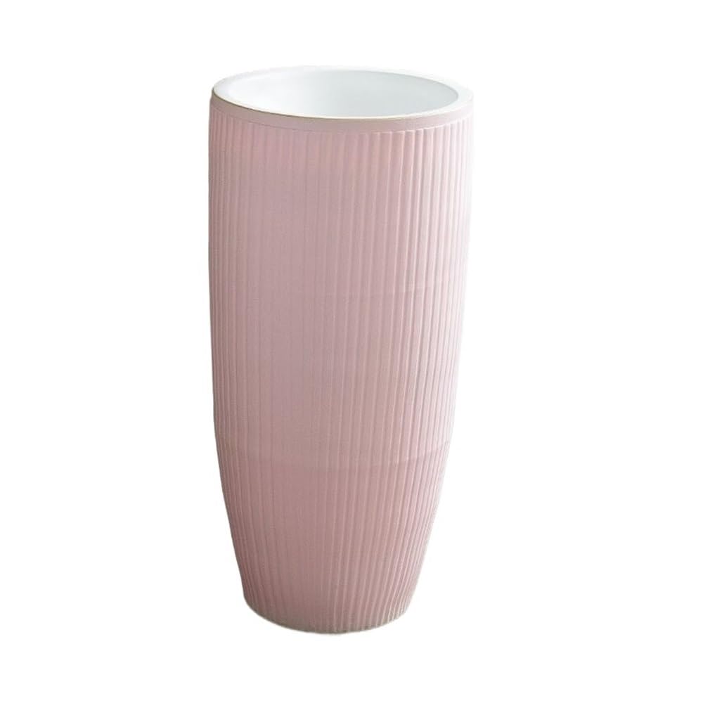 Zhaoj24-05 One Color Pedestal Sink Pink Ceramic Outdoor Wash Basin Balcony Bathroom Integrated Pedestal Sink Combination With Faucet And Drain