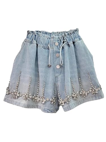 Short en denim taille haute respirant et robuste pour escalade et plein air