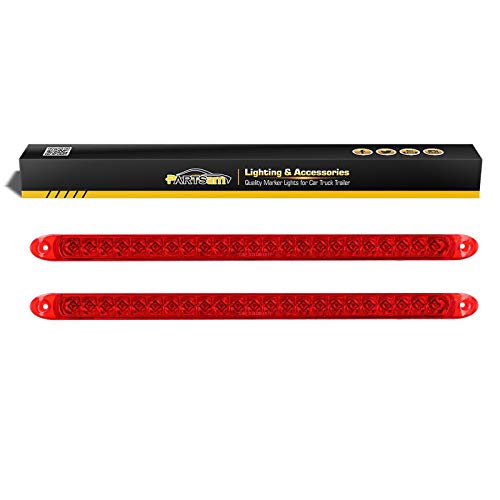 Image of Partsam 2PCS 17 inch Red LED Trailer Light Bar 23 LED Third Brake Light Trailer Center Light Bar with Stop Turn Tail Functions Waterproof Surface Mount for Trailers Cargo