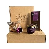 Hands on Earth Cabaz Gourmet Doce Tradição, Compota Artesanal de Amora 200g, Tisana Amália Biológica 20g, Bolachas Artesanales 150g, con Pieza de Louça Vista Alegre