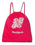 Esta bolsa saco Desigual Camo Flower Gymsac de gimnasio es un accesorio práctico y funcional. De rizo de toalla en fucsia con patch floral cosido y logo Desigual bordado en blanco