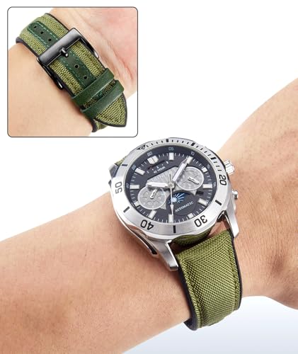 Image of BINLUN Nylon Silicone Watch Bands 18mm 19mm 20mm 21mm 22mm Quick Release Canvas Rubber Hybrid Watch Strap Replacement Watchband for Men Women 9 Colors Silver /Black Buckle