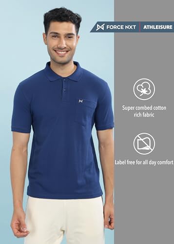 Image of Force NXT Polo Neck T-Shirt for Men Pack of 1 | Regular Fit T-Shirt for Men | Premium Super Combed Rich Cotton Polo Shirt | Men's Ultra Soft Half Sleeve T-Shirt