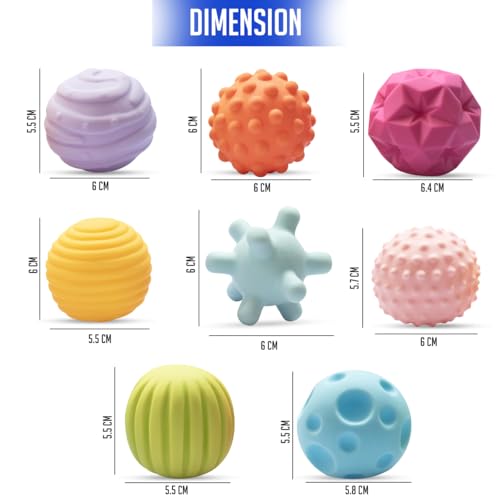 Image of Amazon Brand - Jam & Honey Baby Bath Toy Set of 8 for Toddlers I Colorful Combo of Balls| chuchu Toys I Floating Bath Toy I (Multicolor)