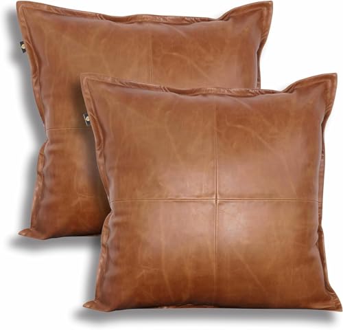 LL LEATHER LOVERS Lambskin Leather Pillow Cover - Sofa Cushion