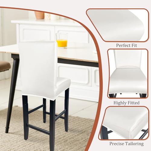 Image of PU Leather Bar Stool Covers with Backs Waterproof Bar Stool Chair Covers