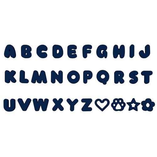 Wisedog Dog Charms for Collar – 30 Pcs Silicone Letter Charms, Waterproof Alphabet Pet ID for Dog Cat Collars, DIY Personalized Name Pendant (Navy,19MM)