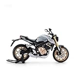 HASCBUYC 1/12 Compatible with CB650 Alloy Motorcycle Model, Functional Front Steering & Suspension with Light/Sound Effects and Rear Chain Drive(Gray)