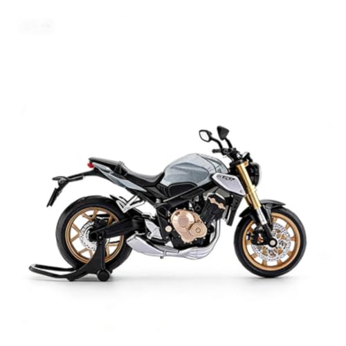 HASCBUYC 1/12 Compatible with CB650 Alloy Motorcycle Model, Functional Front Steering & Suspension with Light/Sound Effects and Rear Chain Drive(Gray)