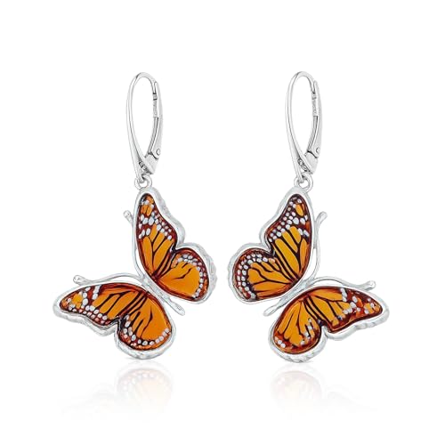 Boucles d'oreilles ambre Baltique papillon : le cadeau idéal en argent