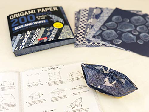 Origami Paper 200 Sheets Blue and White Patterns 6