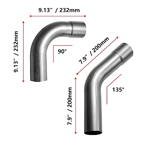 Image of 3'' Stainless Steel 409 Custom Exhaust Pipe Kit Tubing Mandrel Bend Pipe Straight & U-Bend Universal Exhaust System 8PCS
