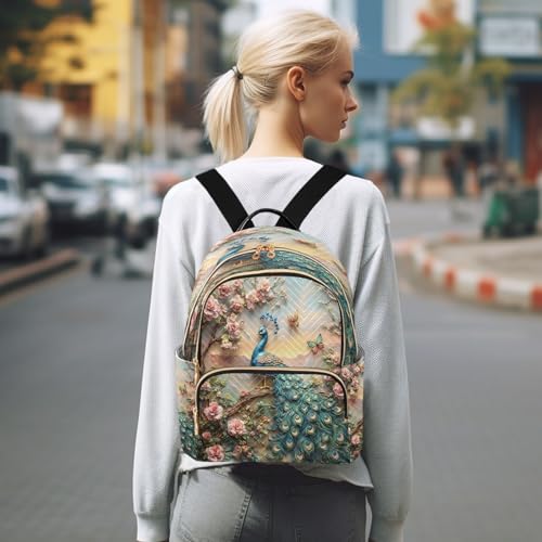 Image of ALAZA Peacock Butterfly Peony Women Backpack Purse Ladies Fashion Shoulder Bag Daypack Travel Bag 7.5L