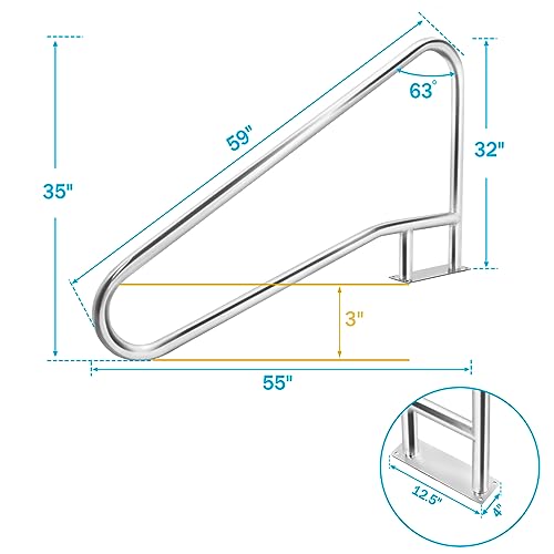 Barándal para piscina de acero inoxidable 57x35 pulg miniatura 5
