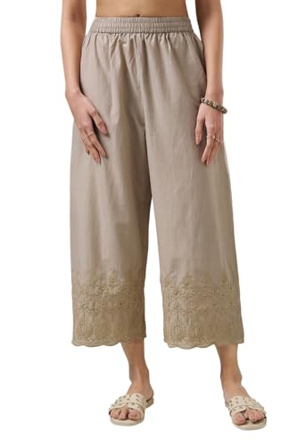 Image of Rangmanch by Pantaloons Women's 100% Cotton Bottoms | Regular Fit | Mid Rise Waist | Ankle Length