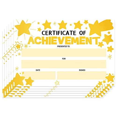 32 Gold Star Foil Preschool Diploma Kindergarten Certificates for Kids - Certificate of Achievement Paper for Printing 100th Day of School Award