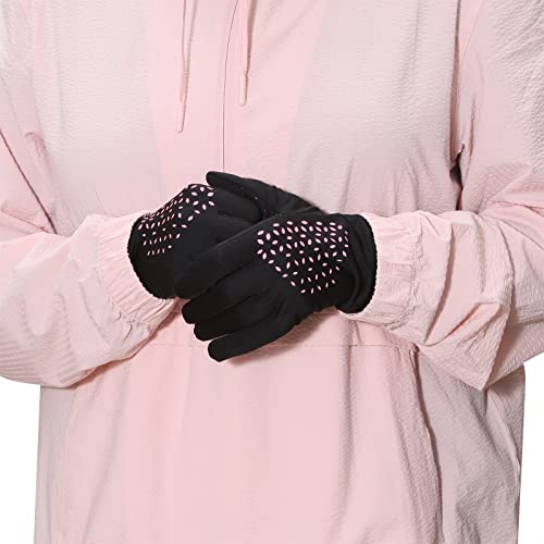 Trailheads Running Gloves For Women | Lightweight Gloves With Touchscreen Fingers -Black/Pink Reflective - Large #TOP1