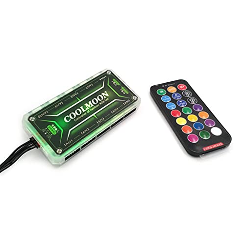 kdjsic COOLMOON - Mando a distancia RGB DC12V 5A LED controlador inteligente de color con 10 puertos de ventilador de 6 pines, 2 puertos de barra de luz de 4 pines - imagen 9