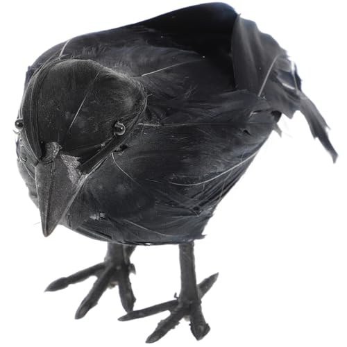 Corbeau réaliste noir pour Halloween et décoration creepy d'extérieur oiseau artificiel