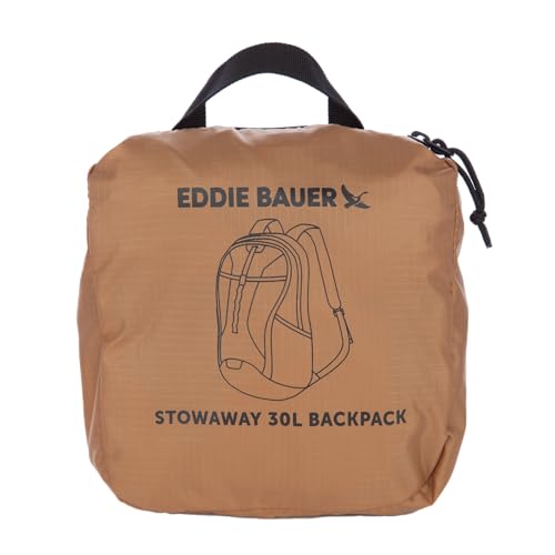 Image of Eddie Bauer Stowaway Packable Backpack | Travel | Outdoor | Lightweight | Foldable | Durable | Ripstop Polyester | 30L - Tobacco