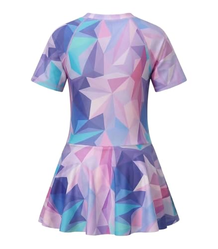 Image of Girls One Piece Swimsuits Short Sleeve Swim Dress for Girls Hawaiian Skirted Bathing Suit Summer Swimwear 3-16 Years