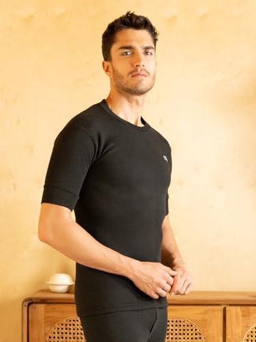 Image of Lux Cottswool Men's Pack of 2 Half Sleeves Round Neck Thermal Set