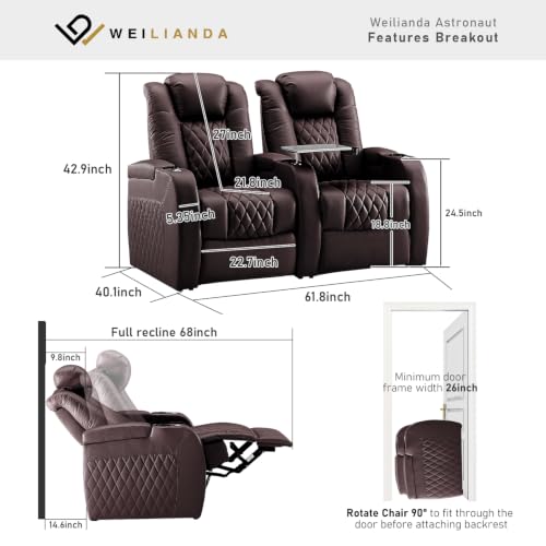 Image of Weilianda Home Theater Seating, Top Grain Leather Movie Theater Chair