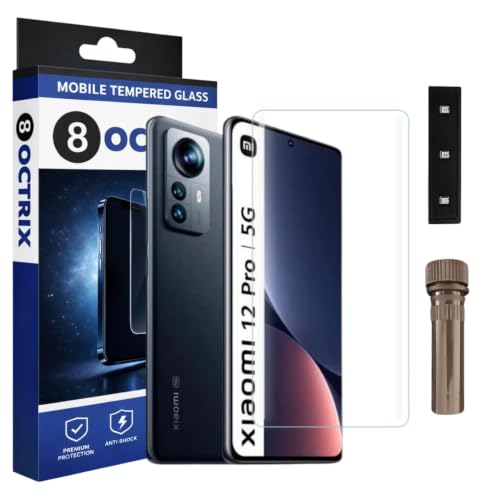 Image of Premium Curved UV Tempered Glass Screen Protector for Xiaomi 12 Pro | Transparent | Pack of 1 | Full Screen Coverage with UV Installation Kit