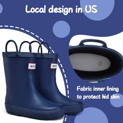 Image of mysoft Kid Rain Boots Toddler Rubber Waterproof Boot Boy Girl with Handle | Pull on, Slip Resistant