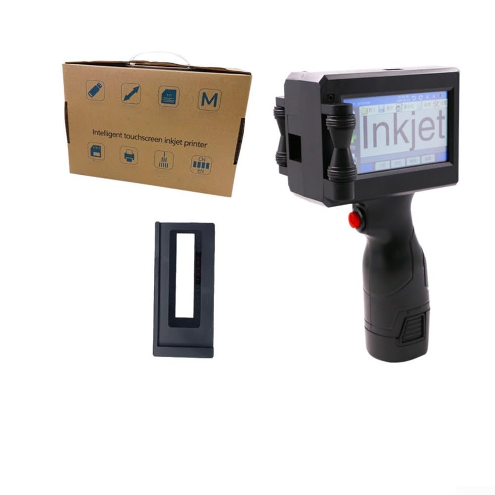 Stampante portatile a getto di inchiostro, touchscreen da 4,3 pollici per metallo legno vetro tessuto cartone, macchina di codifica 300-600DPI per codice QR numero lotto logo