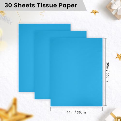 Image of Hlonon Blue Tissue Paper for Gift Bags - 30 Sheets of Blue Wrapping Tissue Paper Bulk Packaging Paper for Weddings Birthday DIY Project Christmas Gift Wrapping Crafts Decor (14 x 20 Inch)