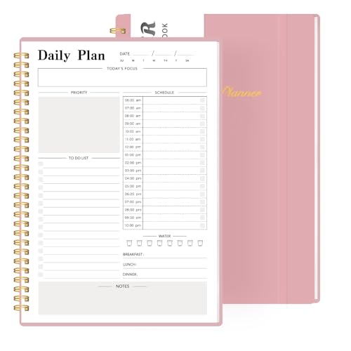 Undated Daily Planner with Hourly Schedule - One Page Per Day for Productivity, Goal Setting & Time Management, Flexible for Professionals & Students