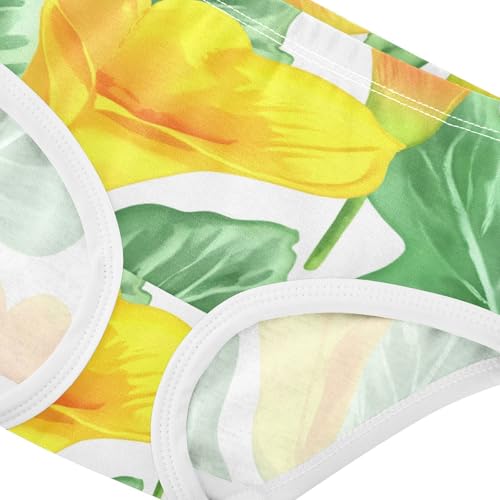 Floral Painted Orange Calla Lilies Girl Panties Cute Girls Underwear Toddler Cotton Bright Briefs Undies Kids 2t4