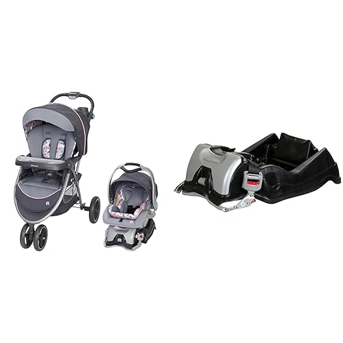 Image of Baby Trend Sky View Plus Travel System, Bluebell & EZ Flec Loc 32 Infant Car Seat Base, Black