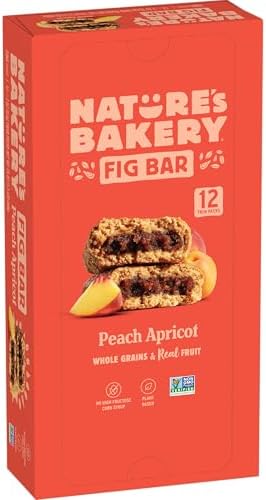 Nature’s Bakery Peach Apricot Fig Bars, Real Fruit, Nut Free, 12 Pack