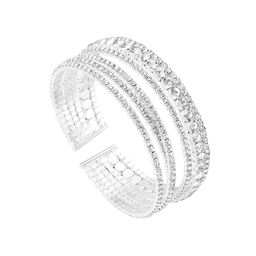 Manfnee étincelant bracelet en cristal strass multi-couches bracelet gracieux pour les bijoux des femmes pour la fête de mariage
