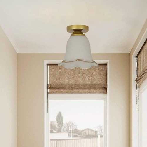 Plafonnier en verre fleur E27 idéal pour entrée et escalier - 2