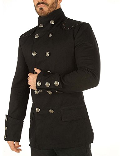 Handmade Cotton Gothic Military Jacket-Pirate Coat Steampunk Mens Clothes-Gothic Jacket Men MSP