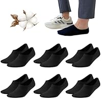 Calcetines Invisibles Básicos Antideslizantes. 85% Algodón. Blancos, Negros, Beiges, Azules y Grises. Pack 6 Pares para Hombre y Mujer. (FR/ES, Números, 43, 47, Regular, Regular, Negro)