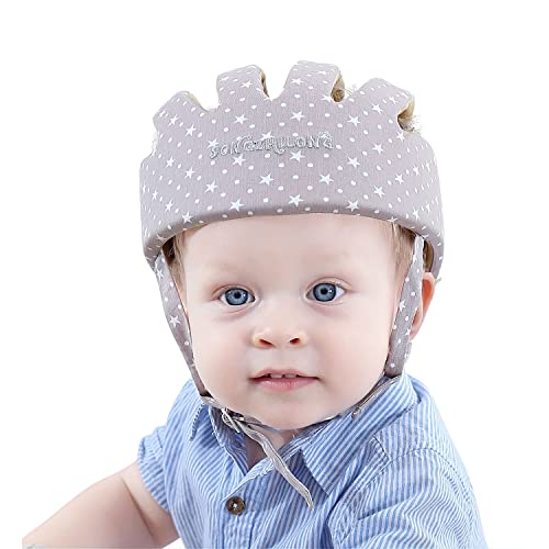 Product Image of the Baby Adjustable Helmet, Kid Soft Cushion Harnesses Cap, Toddler Infant Hat When Learning to Crawl Walk Play (Star Grey)