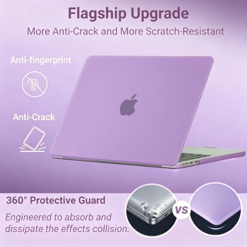 Funda MacBook Pro 15 2016-2019 A1707 A1990 morada mate con protector 3
