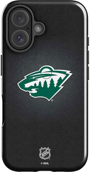 Skinit Impact Phone Case Compatible with iPhone 16 - Officially Licensed NHL Minnesota Wild Black Background Design