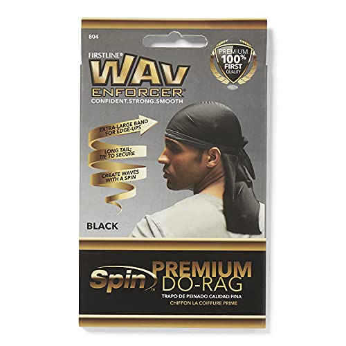 Wav Enforcer Premium Black Extra Large Do-Rag for Men's Hair Styling