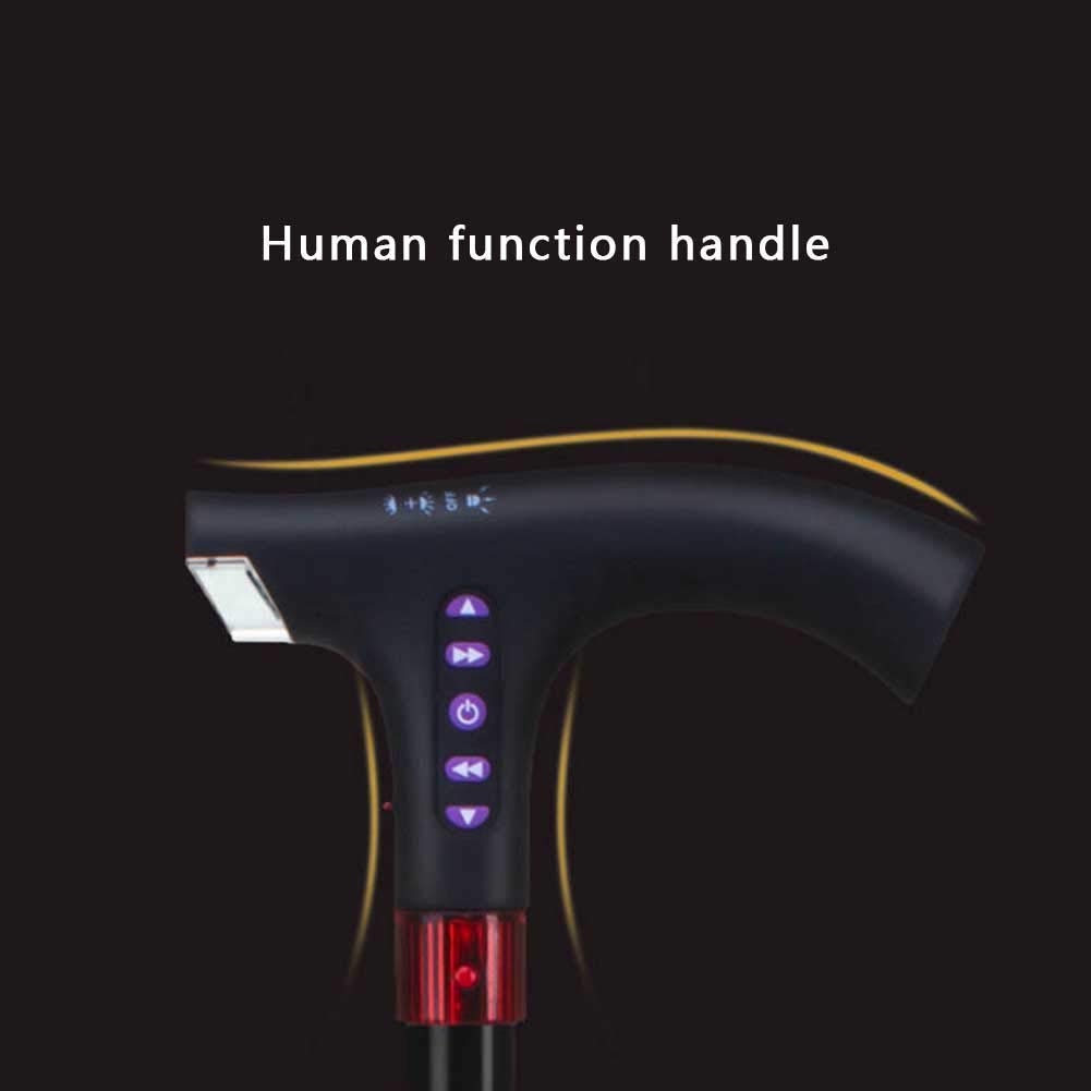 Bastón para Caminar con Mango ergonómico, reproducción de Radio, Alarma, función de luz LED, Hombres y Mujeres viajan con Confianza con Este bastón Ajustable, muletas