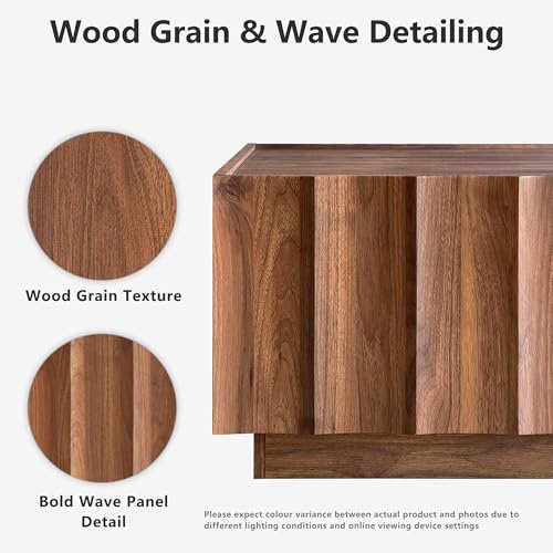 win2win Square Coffee Table with Storage, Wave Design, Walnut - Image 3