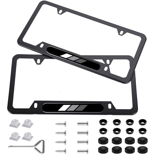 for Toyota Classic Retro Heritage Stripes TRD Color License Plate Frame 2 Pack Stainless Steel White Light Grey Grey