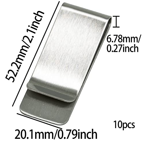 Geldklammern Set Edelstahl Geldscheinklammer Silber Geldclip Geld Klammer für Geldscheine Quittung Note Kreditkarte 52x20mm (10 Stück)