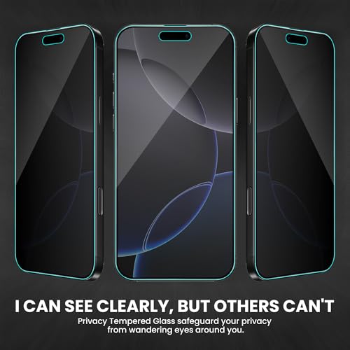Image of ArmourPro Privacy Tempered Glass for iPhone 16 / iPhone 15 - Anti-Spy Anti Peeping Screen Protector, 9H Hardness, Edge-to-Edge Coverage, Ultra Thin, Bubble-Free Installation Kit | Black
